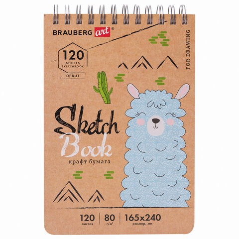 Скетчбук А5+ Debut 120 листов, 80 г/м2, крафт-бумага 112999 цена за 4 шт , 